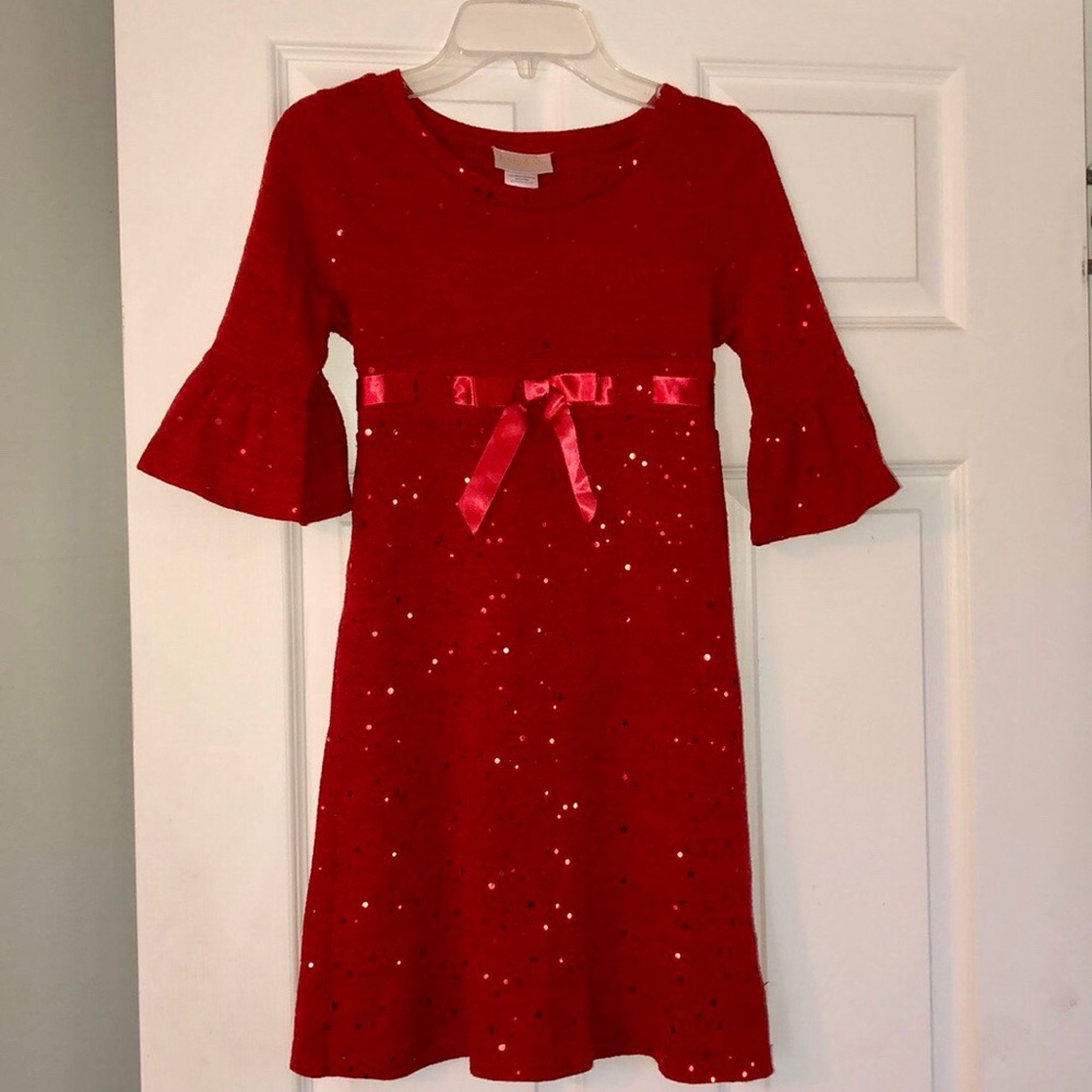 Girls red sparkle dress